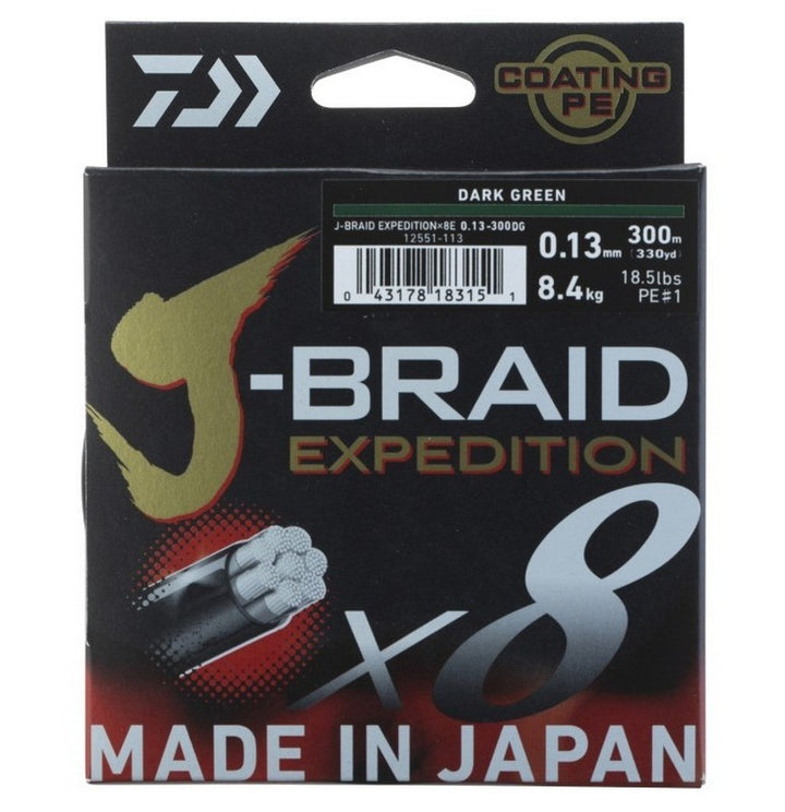 Daiwa J-Braid Expedition X8 Braid Dark Green - 150m