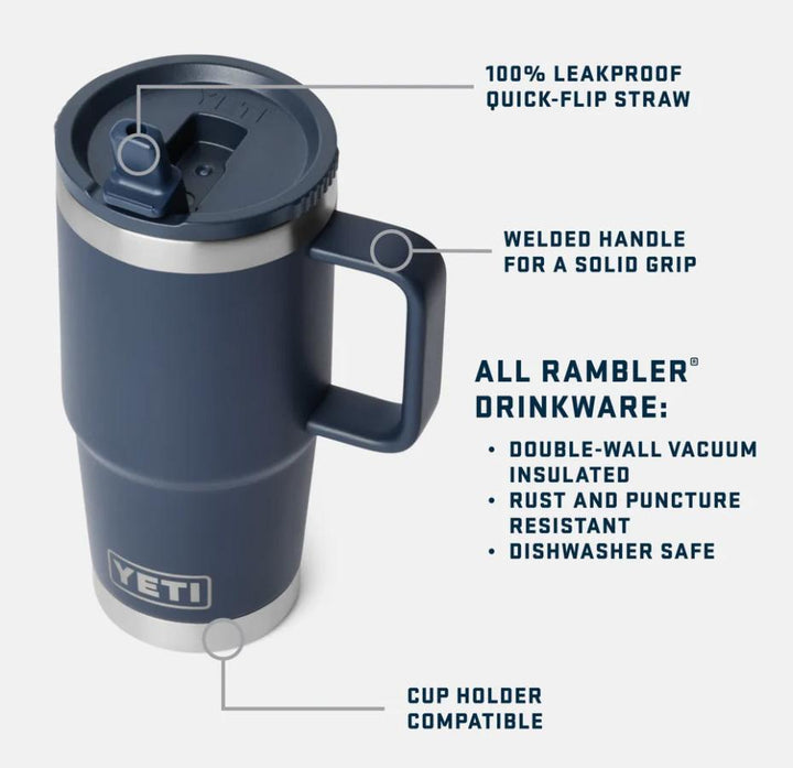 YETI Rambler 20oz Travel Straw Mug Navy