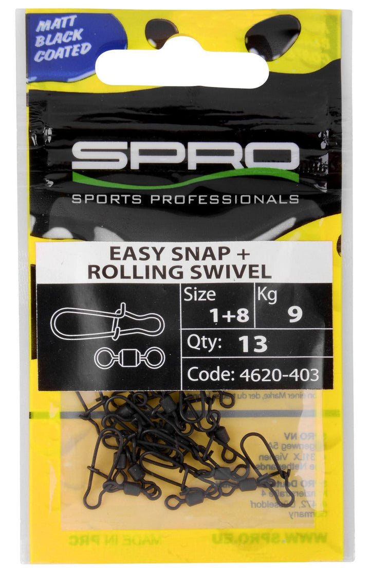 Spro Matte Black Easy Snap + Rolling Swivel