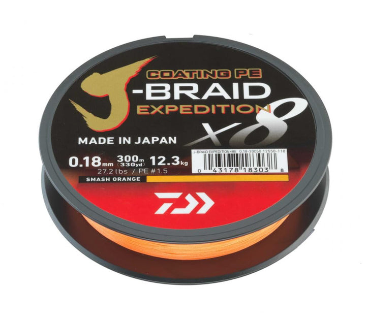 Daiwa J-Braid Expedition X8 Braid Smash Orange - 150m