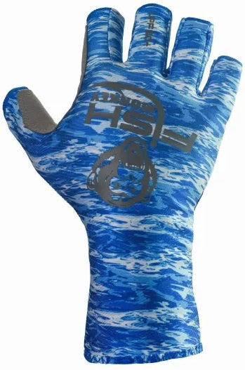 Fish Monkey Half Finger Guide Glove Blue Water Camo