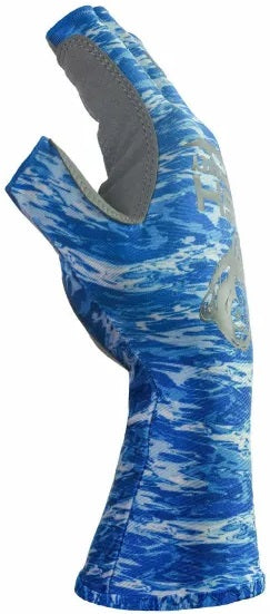 Fish Monkey Half Finger Guide Glove Blue Water Camo