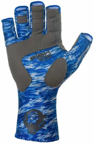 Fish Monkey Half Finger Guide Glove Blue Water Camo