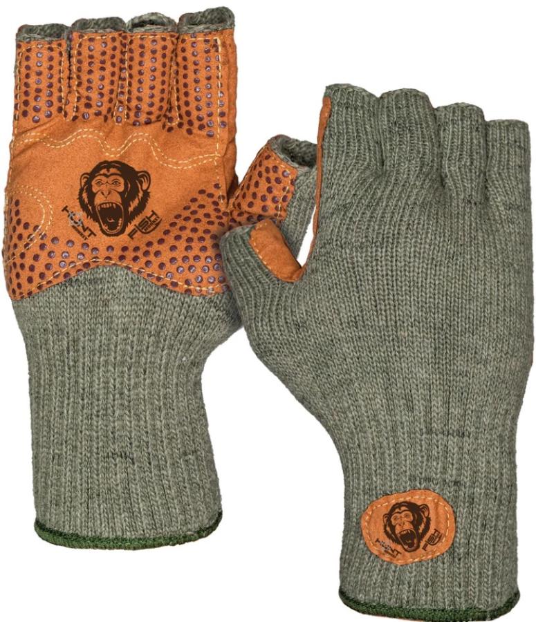 Fish Monkey Wooly Half Finger Gloves Olive