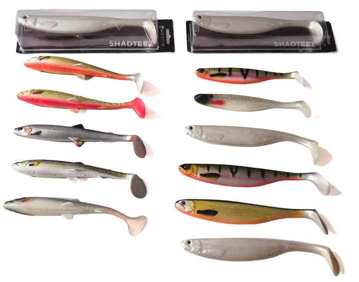 Westin Softbait Collection Including Tacklebox - 5x Bullteez 18, 2x Shadteez 18 &amp; 6x Shadteez 22