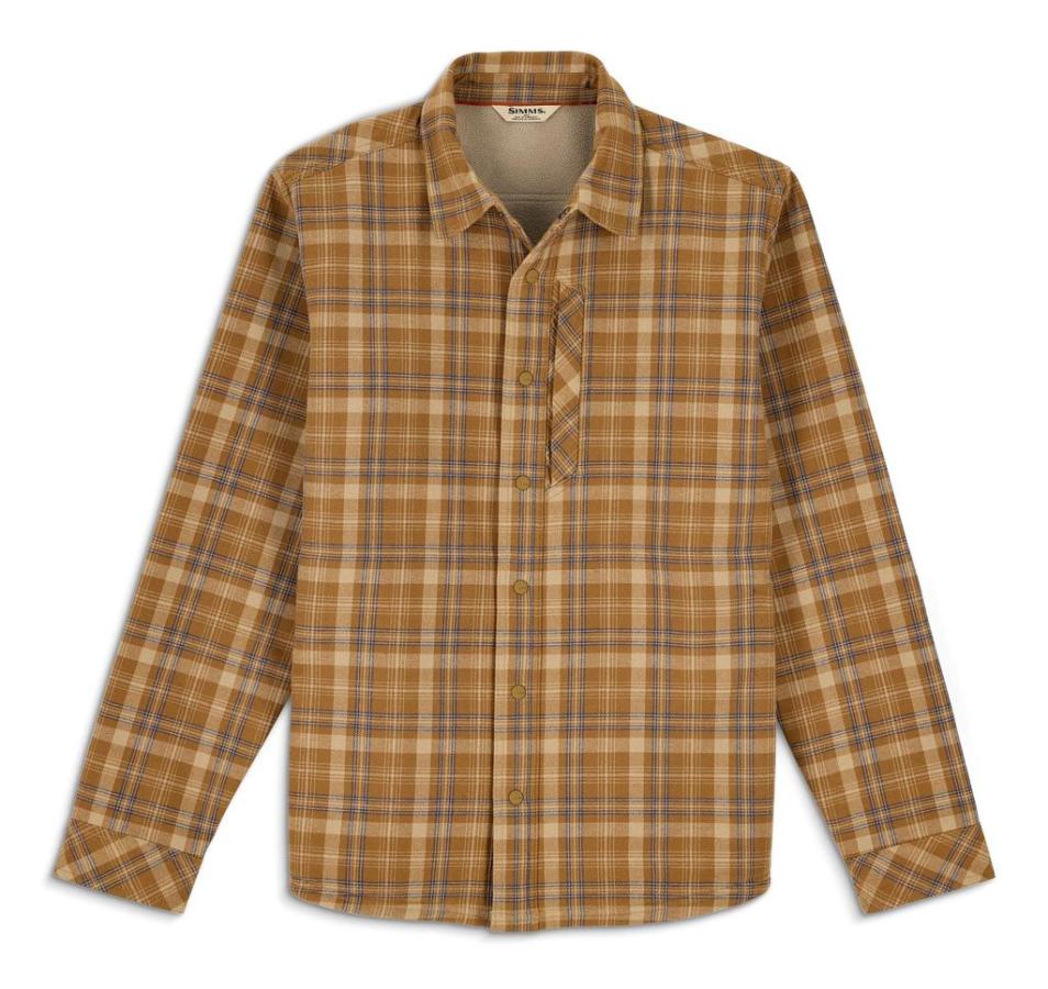 Simms Coldweather Shacket Schooner Plaid: Bronzeback