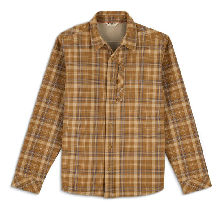 Simms Coldweather Shacket Schooner Plaid: Bronzeback