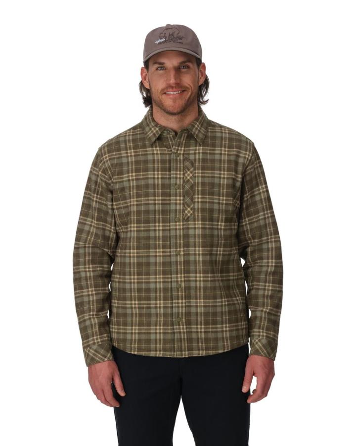Simms Coldweather Shacket Schooner Plaid: Loden