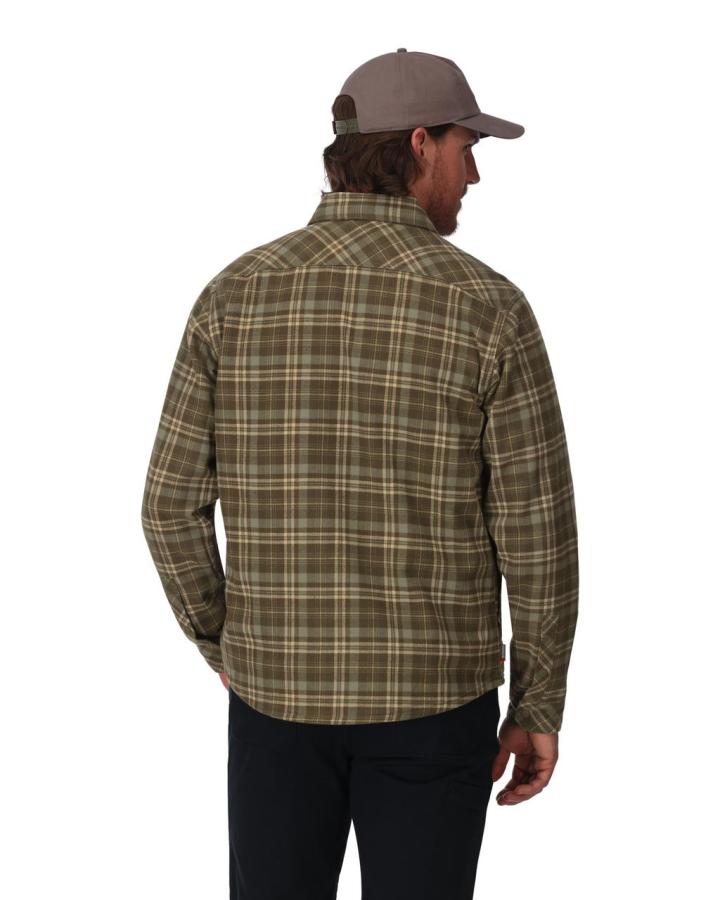 Simms Coldweather Shacket Schooner Plaid: Loden