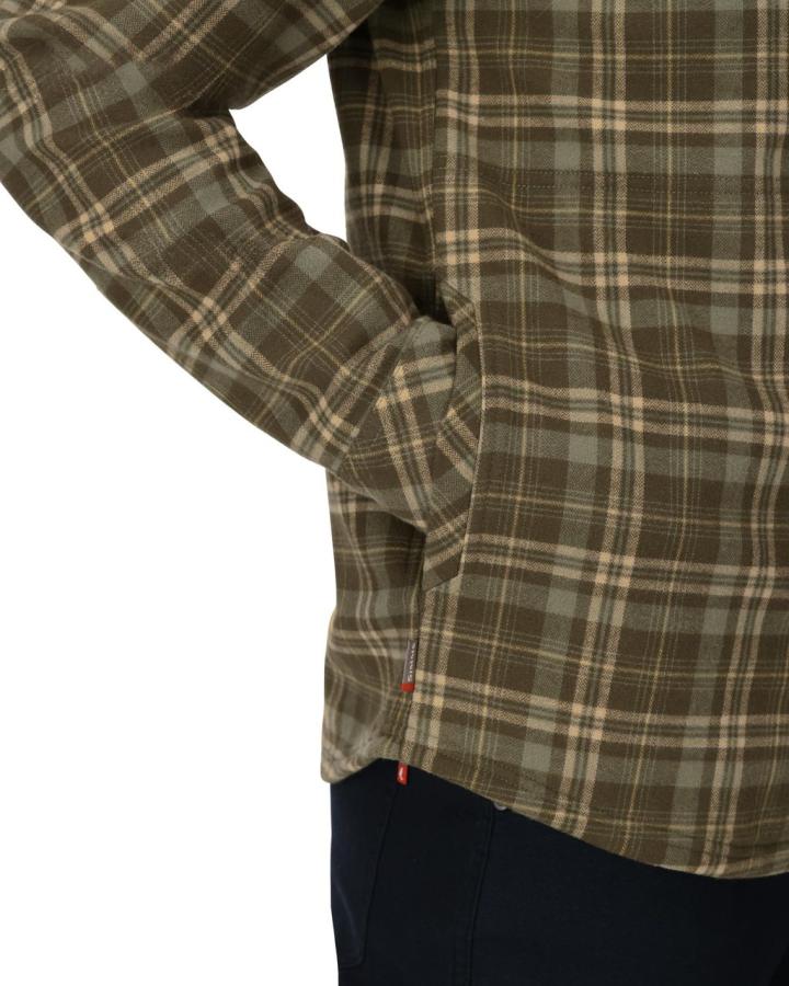 Simms Coldweather Shacket Schooner Plaid: Loden