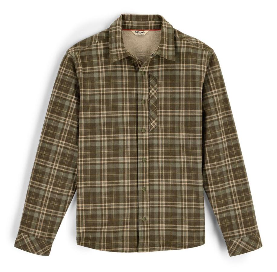 Simms Coldweather Shacket Schooner Plaid: Loden