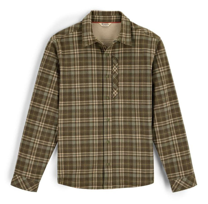 Simms Coldweather Shacket Schooner Plaid: Loden