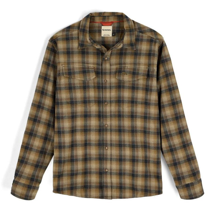 Simms Gallatin Flannel Shirt Kennebec Plaid: Stone