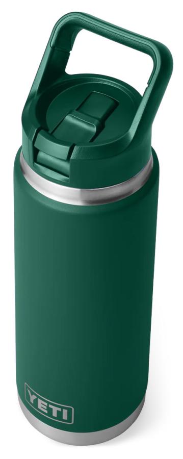 YETI Rambler 26oz Bottle Colour Matched Straw Cap Black Forest Green
