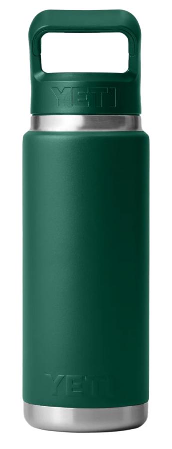 YETI Rambler 26oz Bottle Colour Matched Straw Cap Black Forest Green