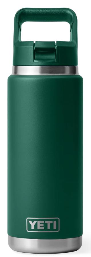 YETI Rambler 26oz Bottle Colour Matched Straw Cap Black Forest Green