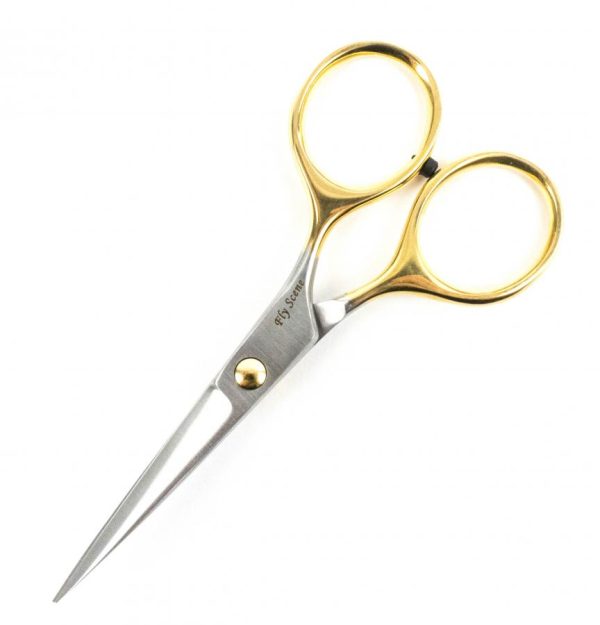 Fly Scene Gold Plated Hair Scissor Adjustable Tension 4 1/2 inch