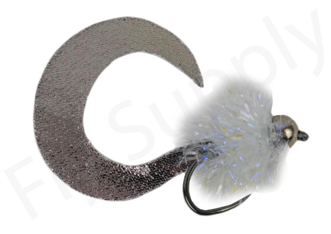Wiggle Tail Fluo White Trout & Perch Streamer #8