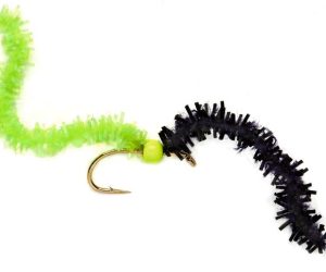 Fulling Mill 2 Tone Chewing Gum Worm Black/Chartreuse #10