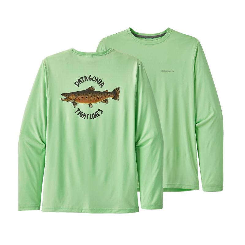 Patagonia Brown Trout Bud Green Cool Daily LS Men's