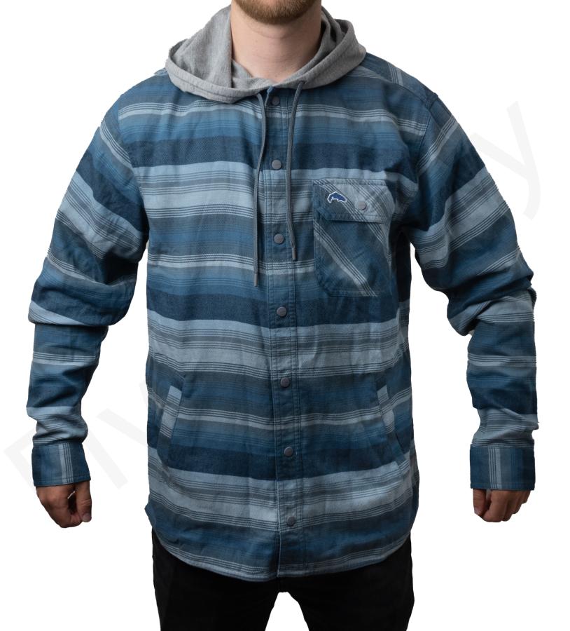 Simms Santee Flannel Midnight/Neptune Blue Stripe - Medium